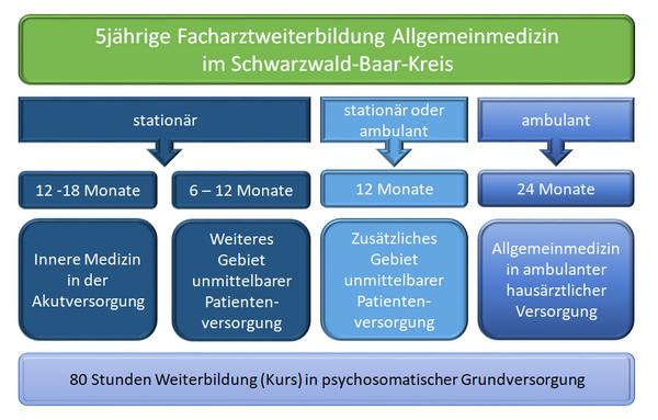 Bild vergrößern: Auflistung der 5-jährigen Weiterbildungsverordnung Facharztausbildung Allgemeinmedizin